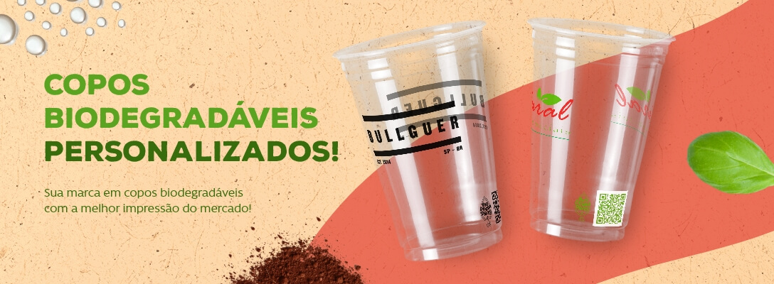 Copos biodegradáveis personalizados! Sua marca em copos biodegradáveis com a melhor impressão do mercado